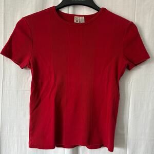 American Eagle Outfitters Vintage Y2K Red Ribbed Baby Tee Size Small
